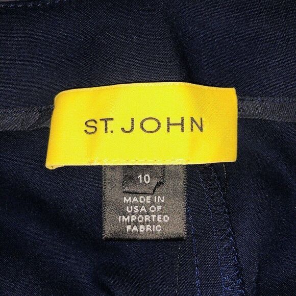 St. John Yellow Label Navy Women’s Pants Stretch Straight Leg Size 10 - Picture 4 of 13